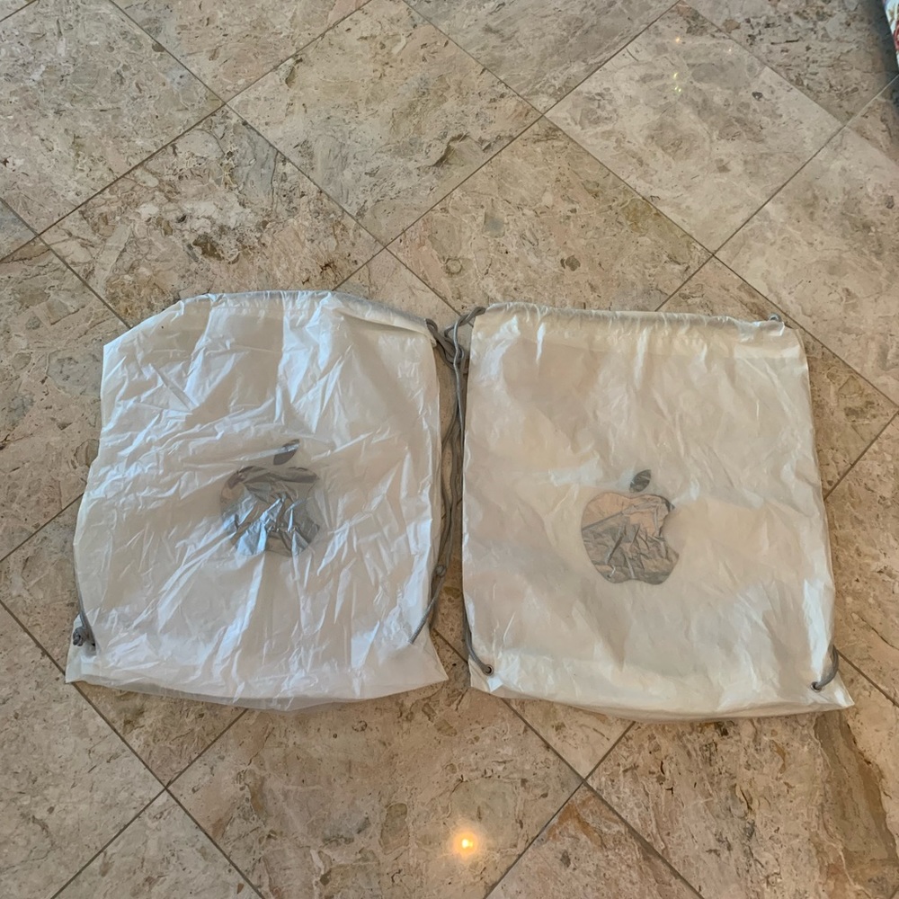 2 Apple Store Plastic Drawstring Shopping Bag Wit… - image 2
